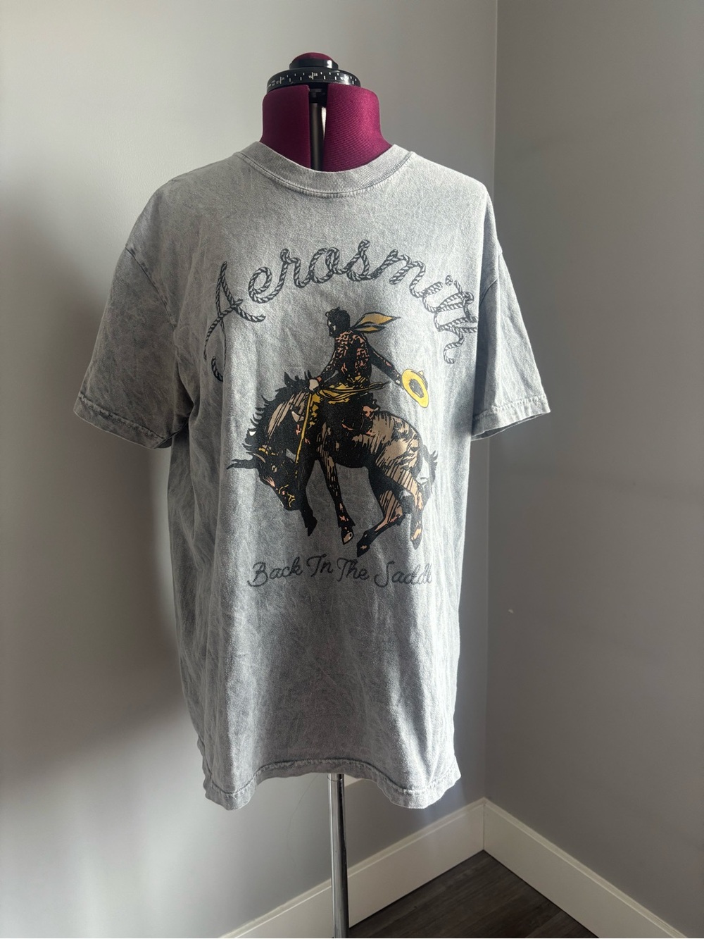 Aerosmith 'Back In The Saddle' Short Sleeve Graphic Tee - Gray